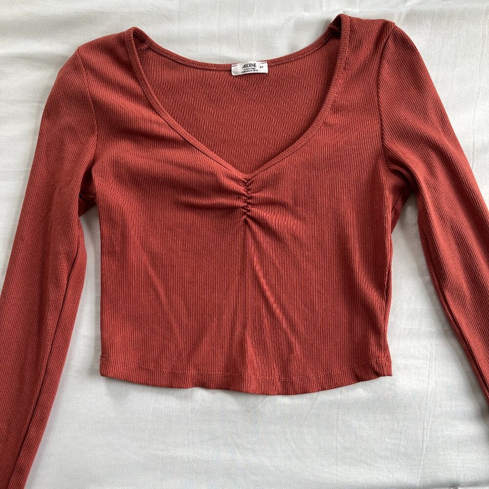 orange scrunch shirt